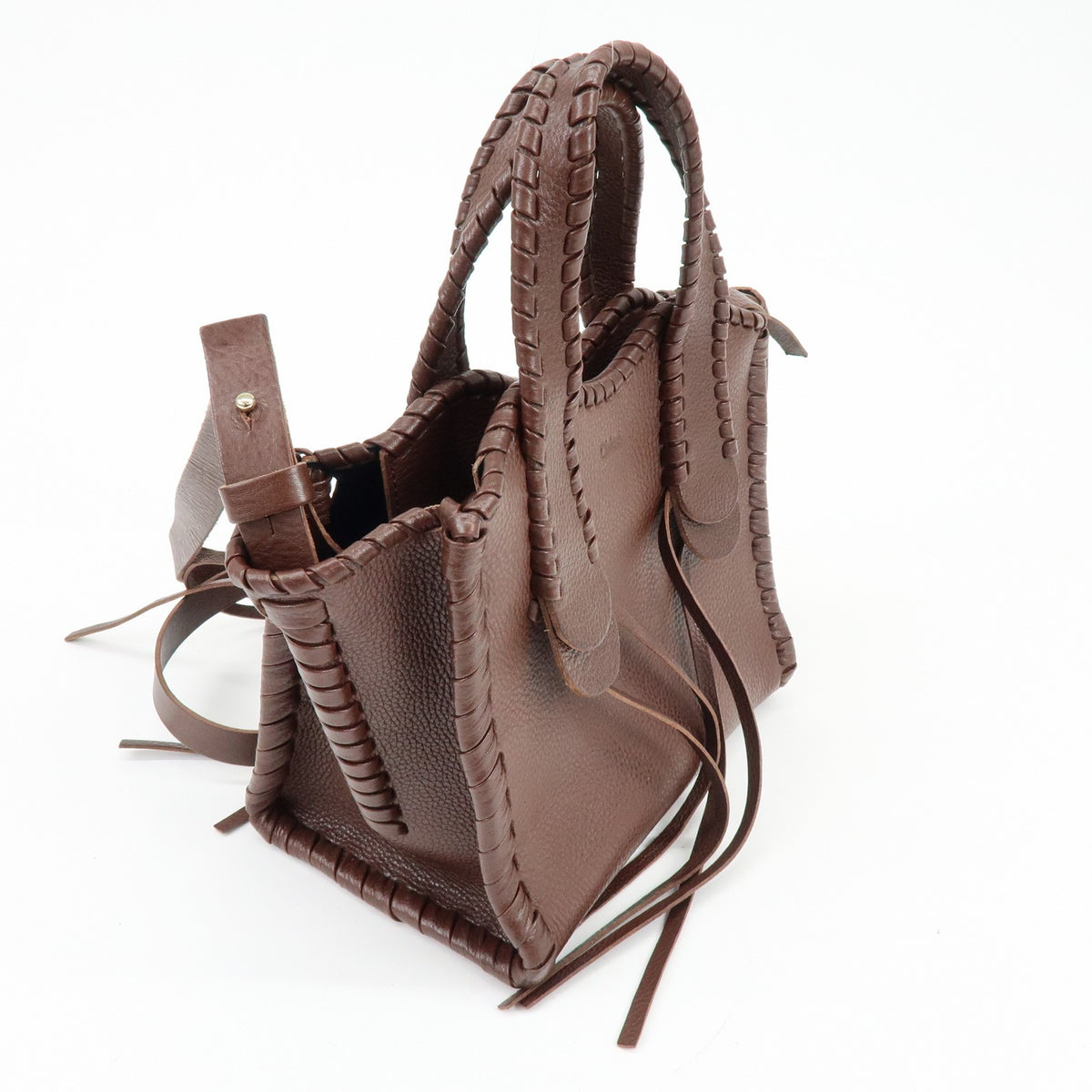 Chloe Mony Leather Brown Leather Tote Bag Bag (Pre-Owned)