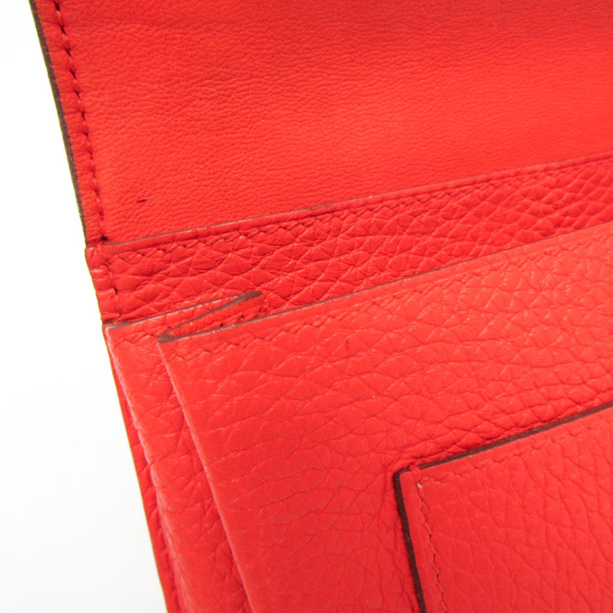 Hermes Dogon Duo Combined Leather Red Leather Wallets Accessory (Pre-Owned)
