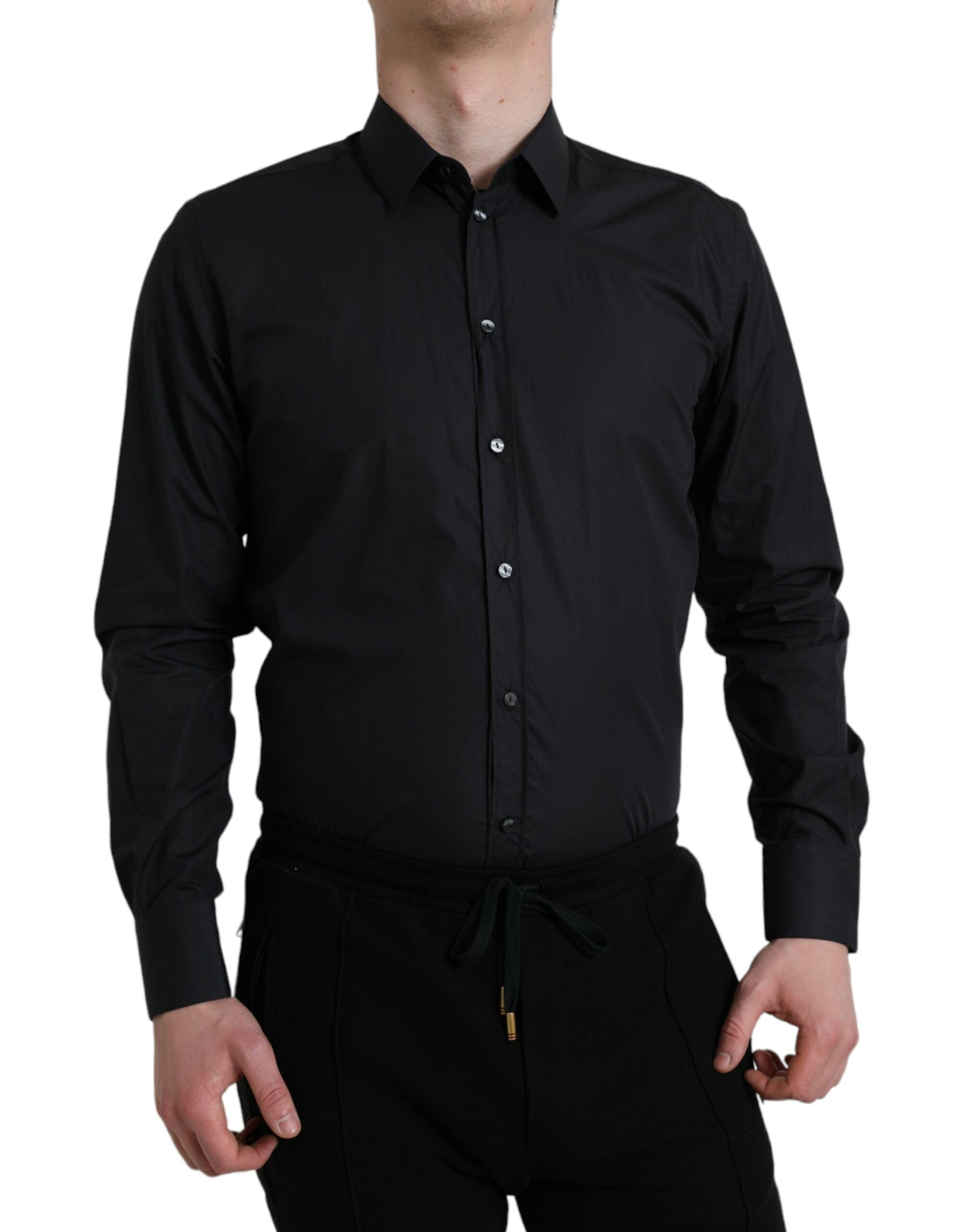 Dolce & Gabbana Elegant Navy Blue Slim Fit Dress Men's Shirt