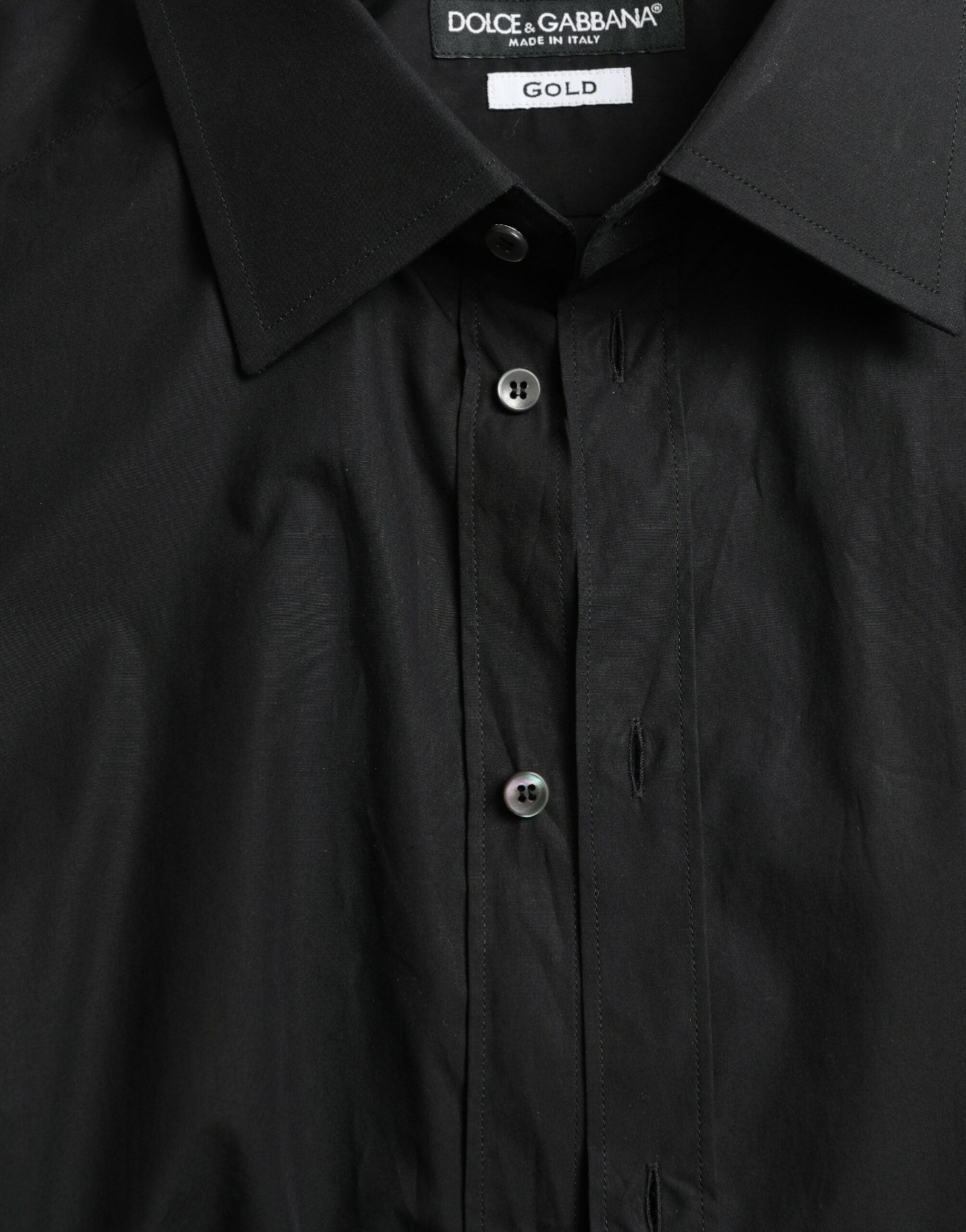 Dolce & Gabbana Black Cotton Men Formal GOLD Dress Men's Shirt