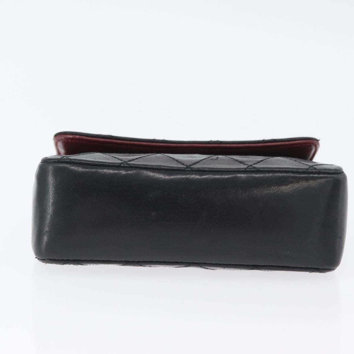 Chanel Vintage Square Cc Flap Quilted Lambskin Black Leather Shoulder Bag Bag (Pre-Owned)