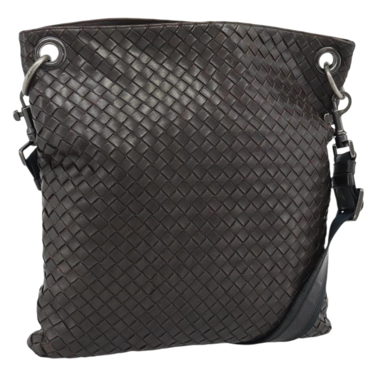 Bottega Veneta Flat Messenger Intrecciato Nappa Brown Leather Crossbody Bag Bag (Pre-Owned)
