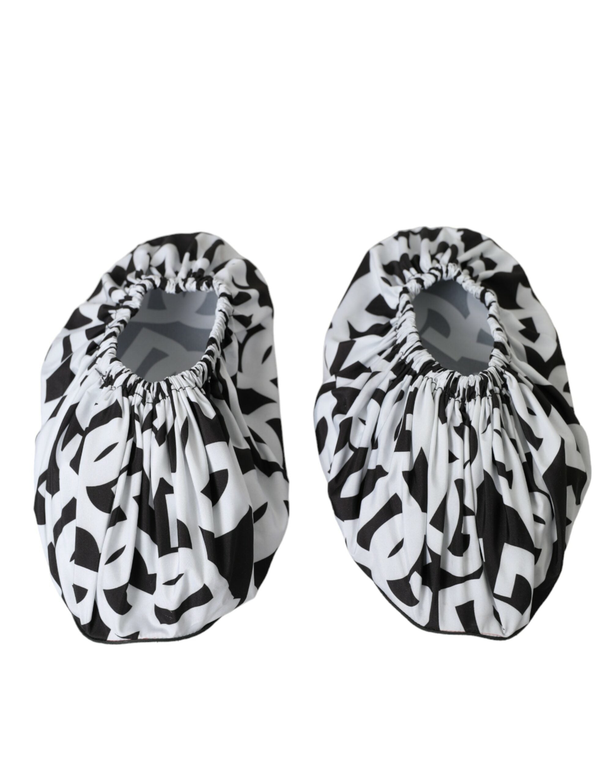 Dolce & Gabbana White Logo Print Nylon Slip On Flats Women's Shoes