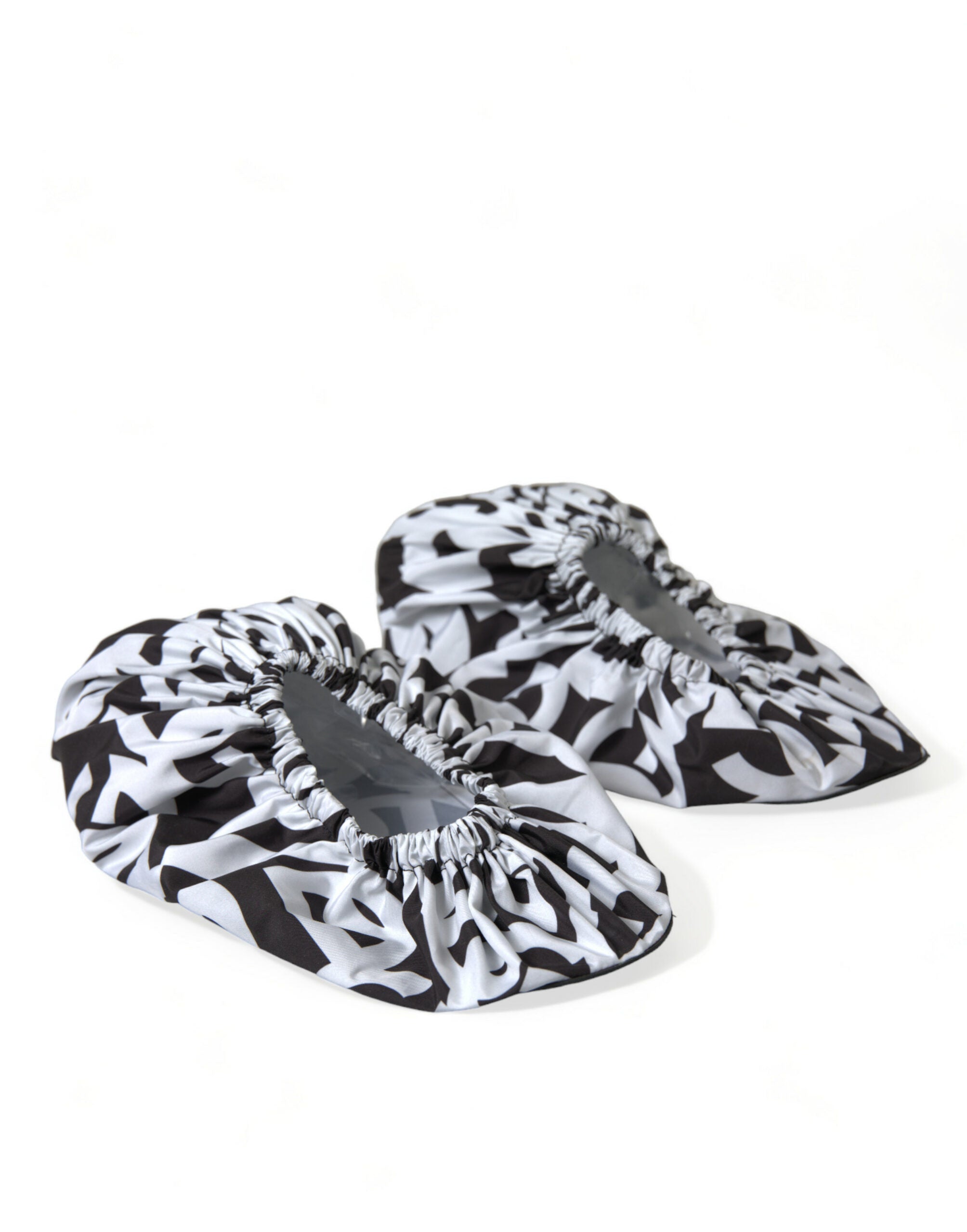Dolce & Gabbana White Logo Print Nylon Slip On Flats Women's Shoes