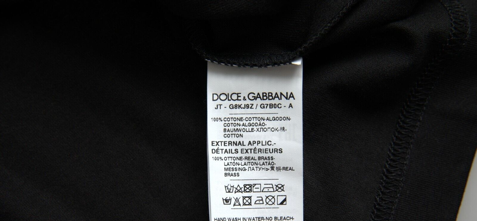 Dolce & Gabbana Black Silver Chain Short Sleeve Men's T-shirt
