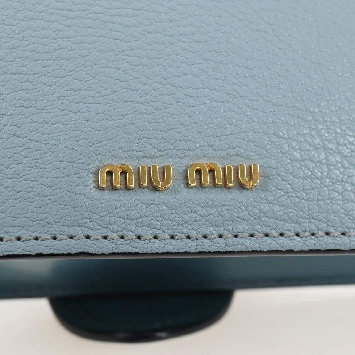 Miu Miu Madras Crystal Buckle Leather Blue Leather Shoulder Bag Bag (Pre-Owned)