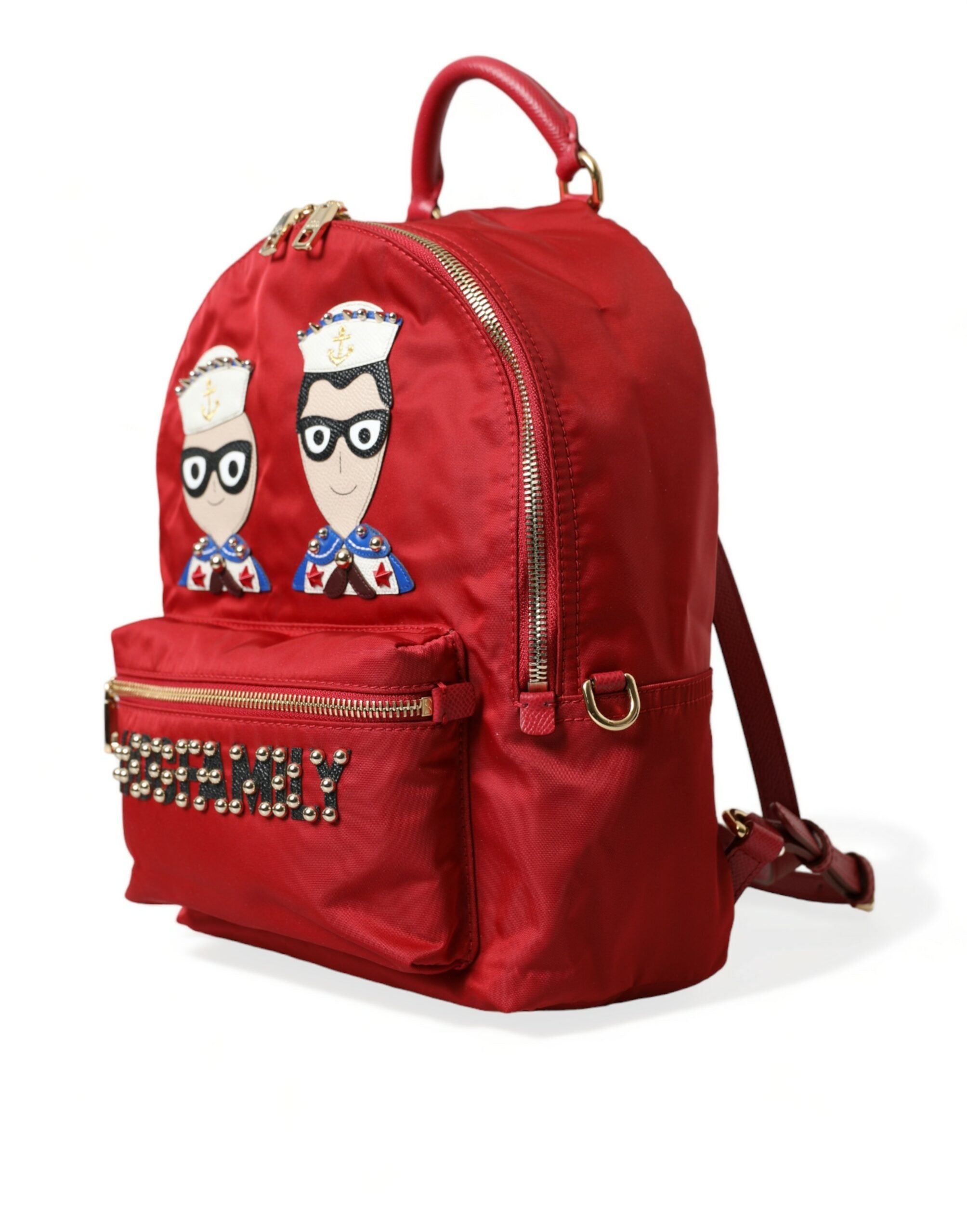 Dolce & Gabbana Embellished Red Backpack with Gold Women's Detailing