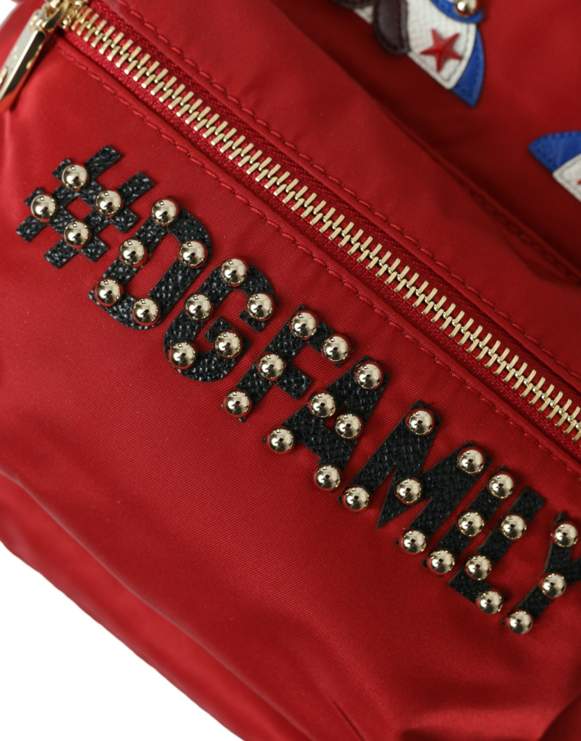 Dolce & Gabbana Embellished Red Backpack with Gold Women's Detailing