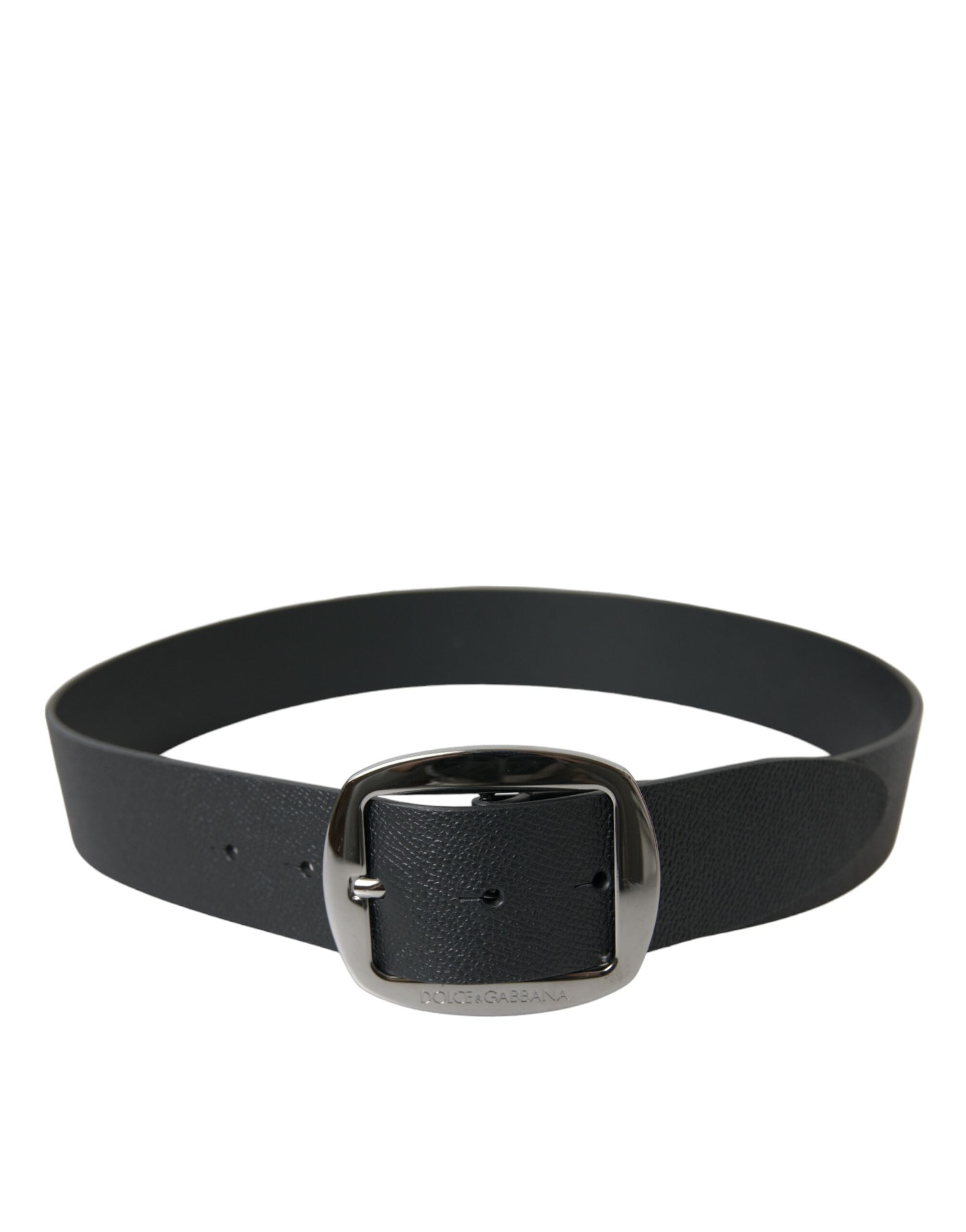 Dolce & Gabbana Elegant Black Leather Belt with Metal Men's Buckle