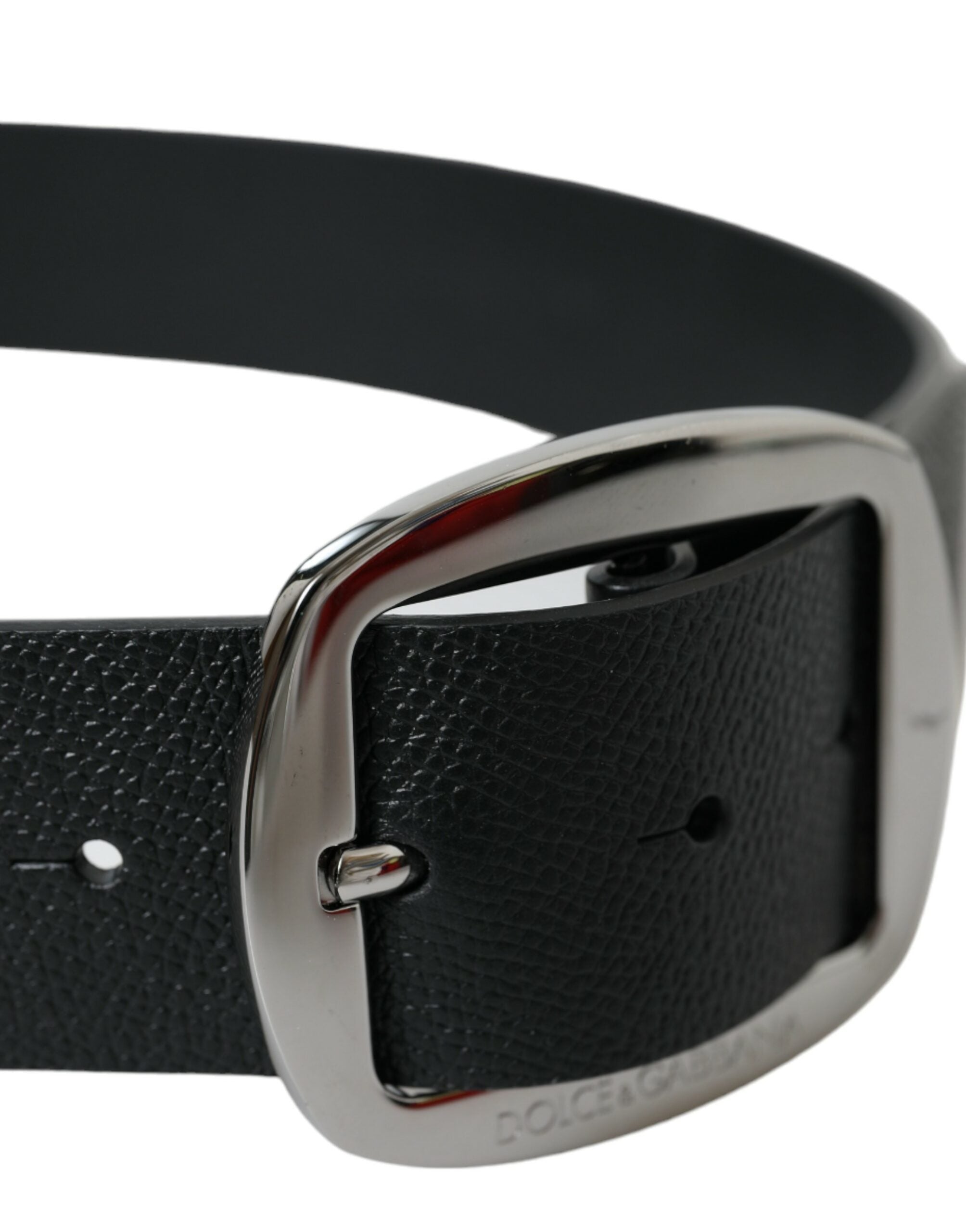 Dolce & Gabbana Elegant Black Leather Belt with Metal Men's Buckle