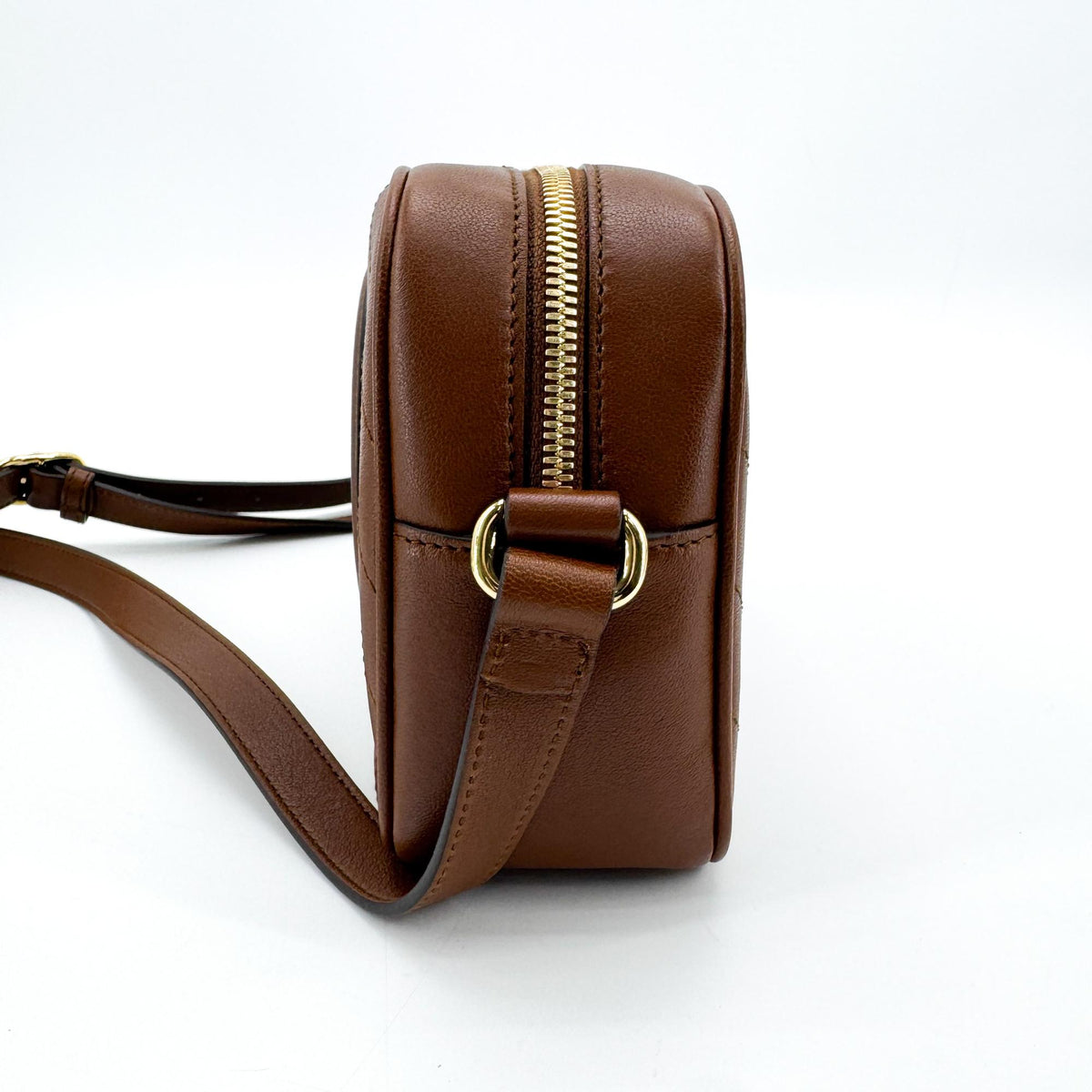 Gucci Blondie Nm Camera Diagonal Quilted Leather Brown Leather Shoulder Bag Bag (Pre-Owned)