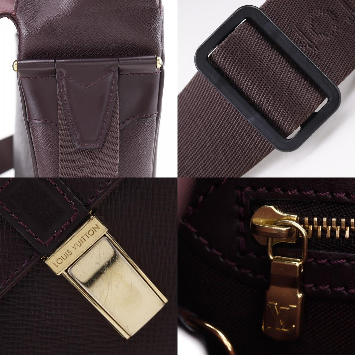 Louis Vuitton Yaranga Messenger Taiga Leather Burgundy Leather Shoulder Bag Bag (Pre-Owned)