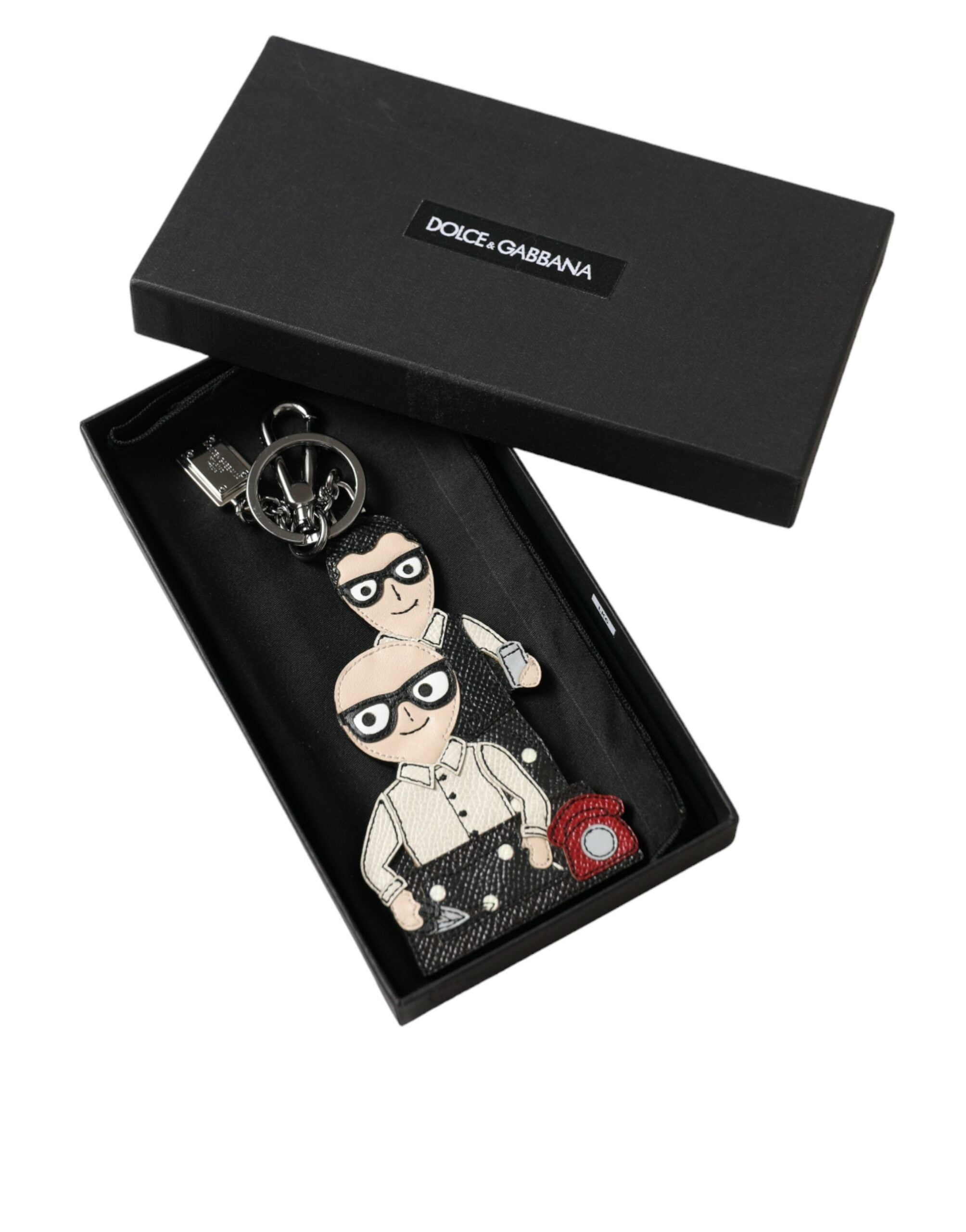 Dolce & Gabbana Leather Dominico Stefano #DGFAMILY Logo Badge Men's Keychain