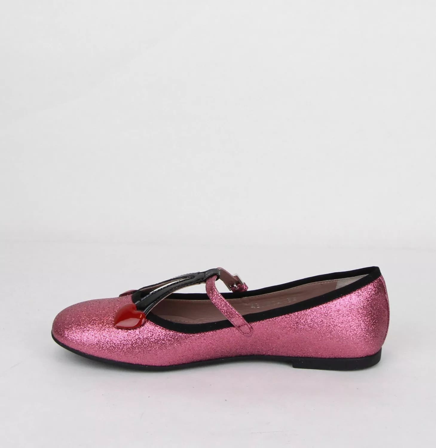 Gucci Girl Junior Pink Shimmer Fabric Ballet Flats w/Hearts 35