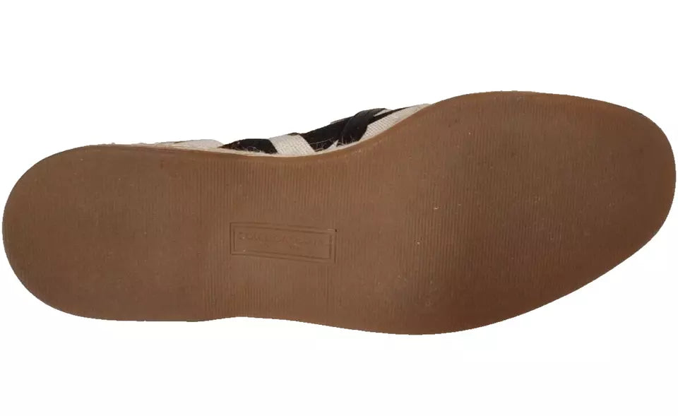 Dolce & Gabbana Black White Stripes Slip On Espadrille Men's Shoes