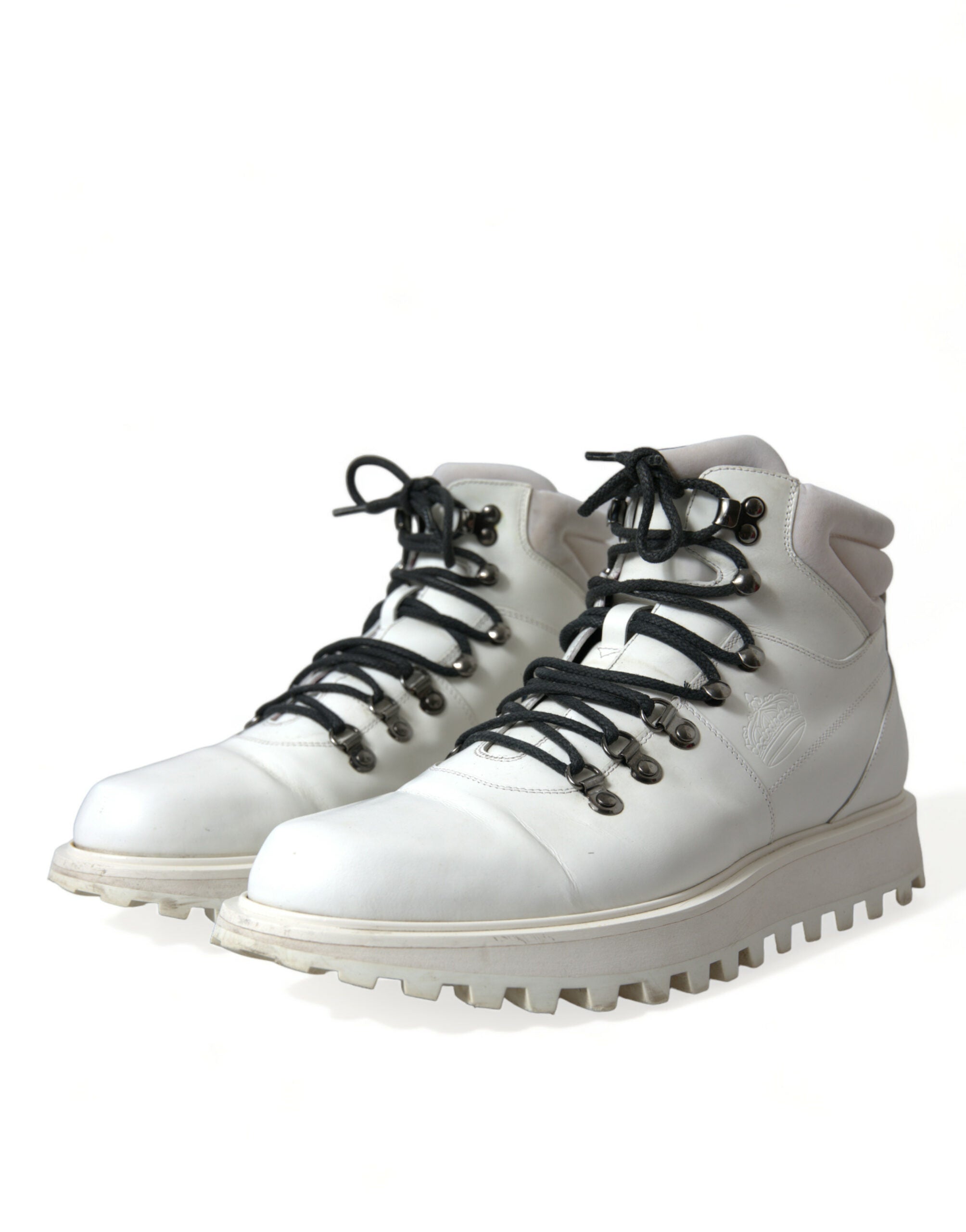 Dolce & Gabbana White Vulcano Trekking Ankle Boots Men's Shoes (Pre-Owned)