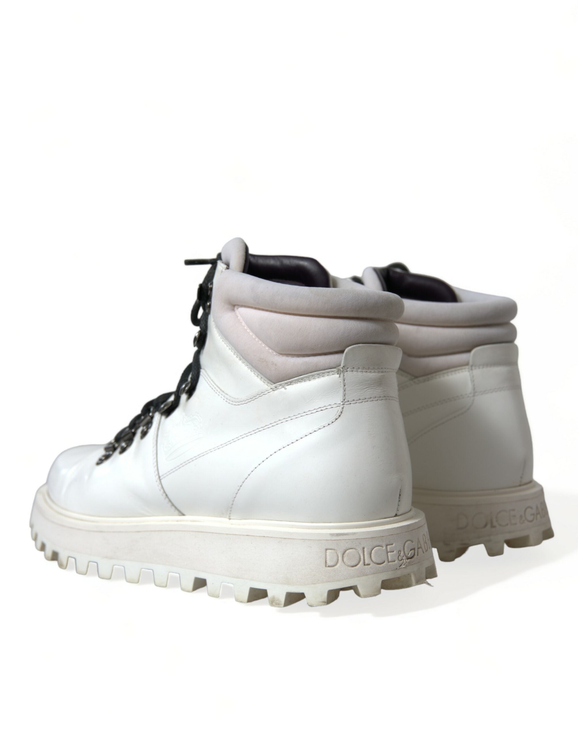 Dolce & Gabbana White Vulcano Trekking Ankle Boots Men's Shoes (Pre-Owned)
