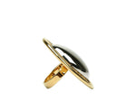 Saint Laurent Women's Silver Center Brass Metal Oval Ring 439960 8469