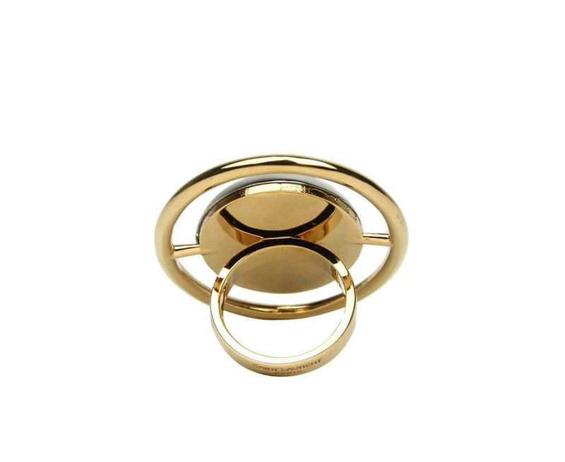 Saint Laurent Women's Silver Center Brass Metal Oval Ring