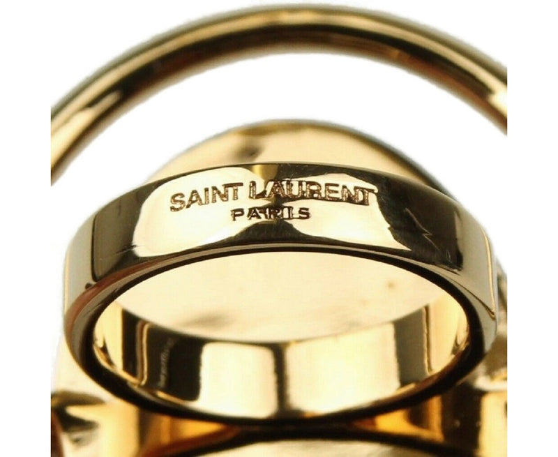 Saint Laurent Women's Silver Center Brass Metal Oval Ring 439960 8469