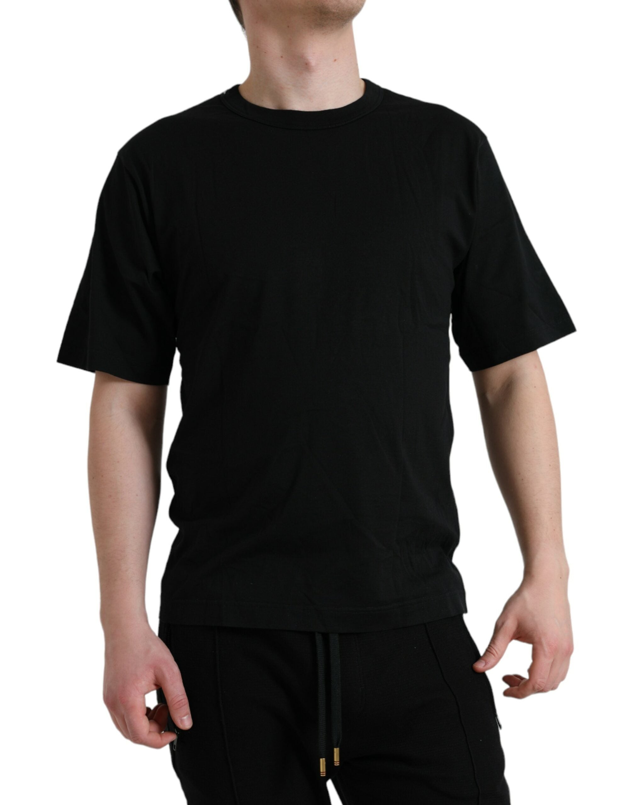 Dolce & Gabbana Black Logo Embossed Crew Neck Short Sleeves Men's T-shirt