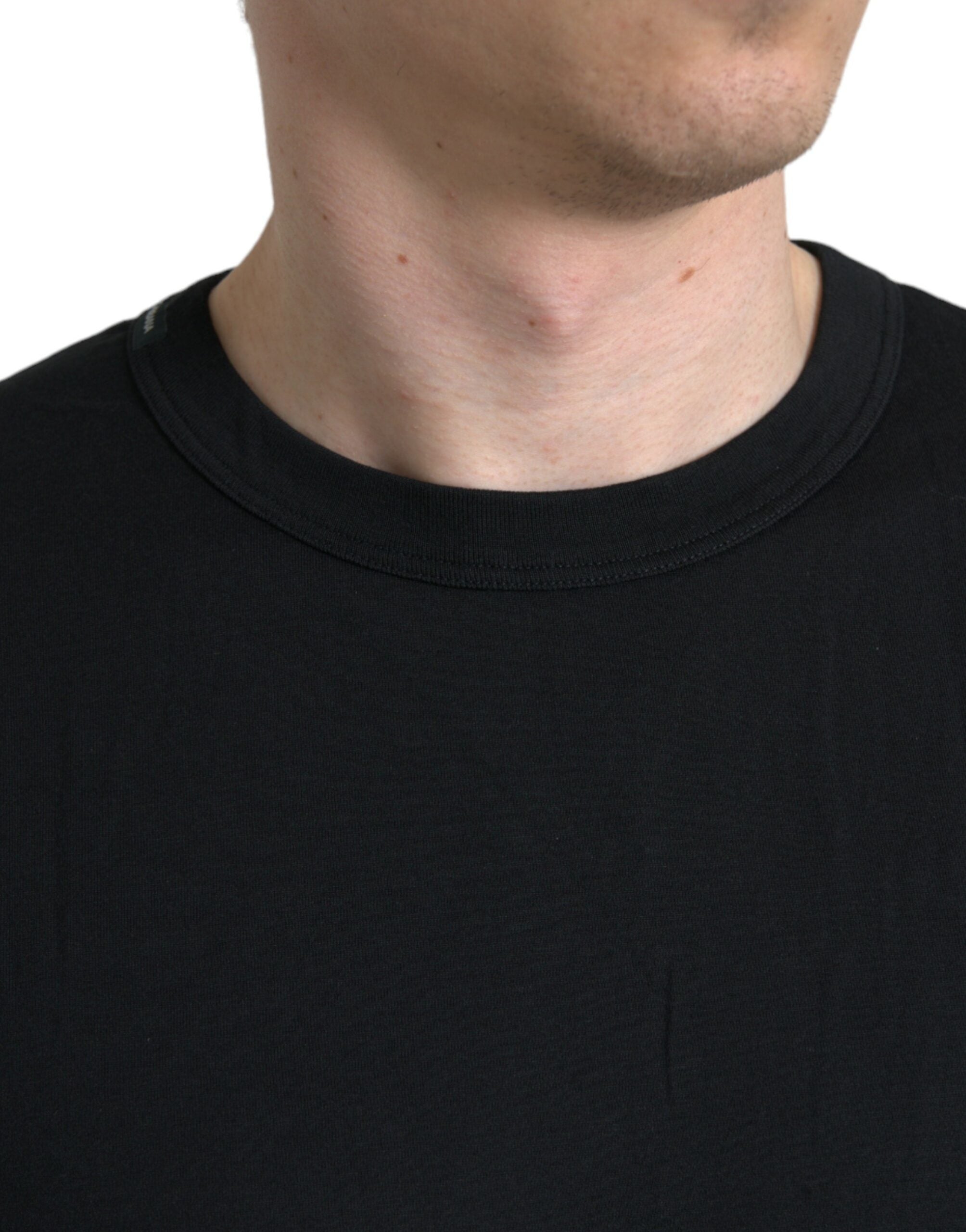 Dolce & Gabbana Black Logo Embossed Crew Neck Short Sleeves Men's T-shirt