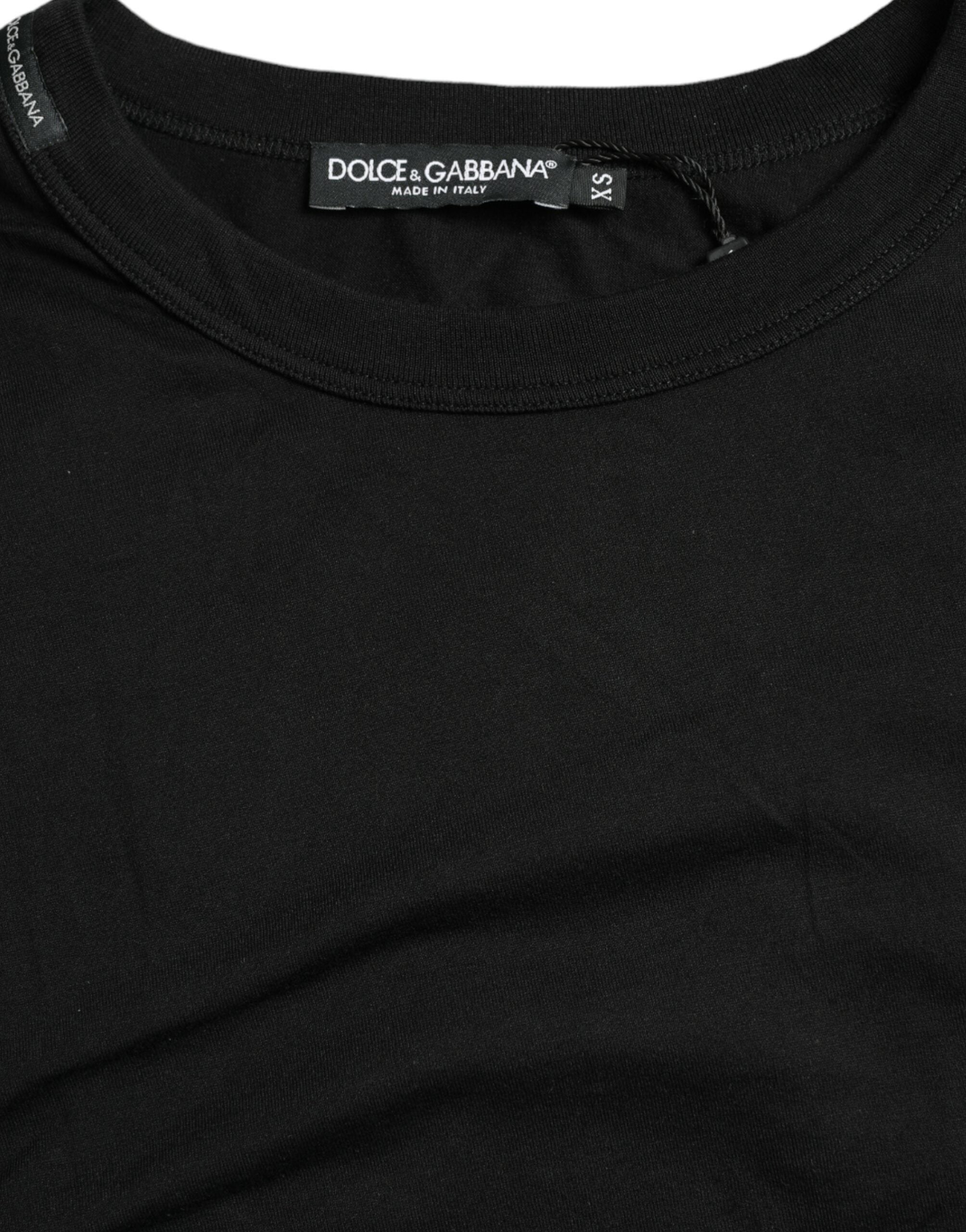 Dolce & Gabbana Black Logo Embossed Crew Neck Short Sleeves Men's T-shirt