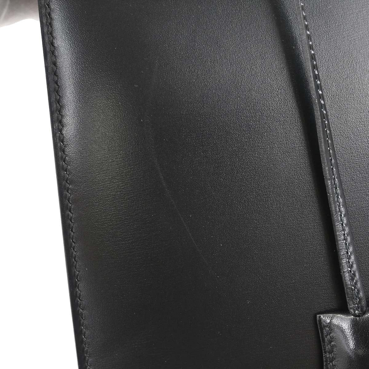 Hermes Kelly Black Box Calf With Gold Hardware Black Leather Handbag (Pre-Owned)