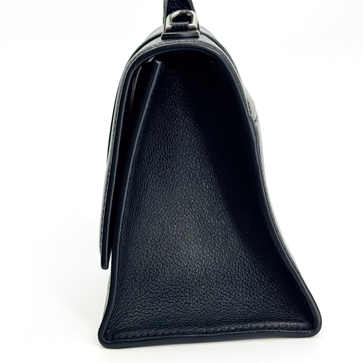 Balenciaga Hourglass Top Handle Leather Black Leather Handbag (Pre-Owned)