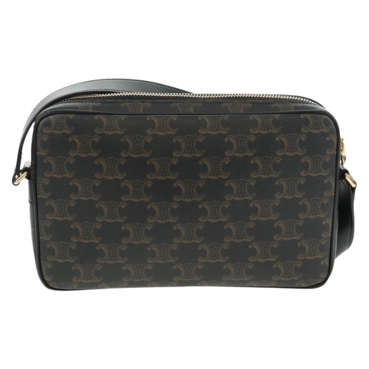 Celine Logo Messenger Triomphe Coated Canvas Black Pvc Shoulder Bag Bag (Pre-Owned)