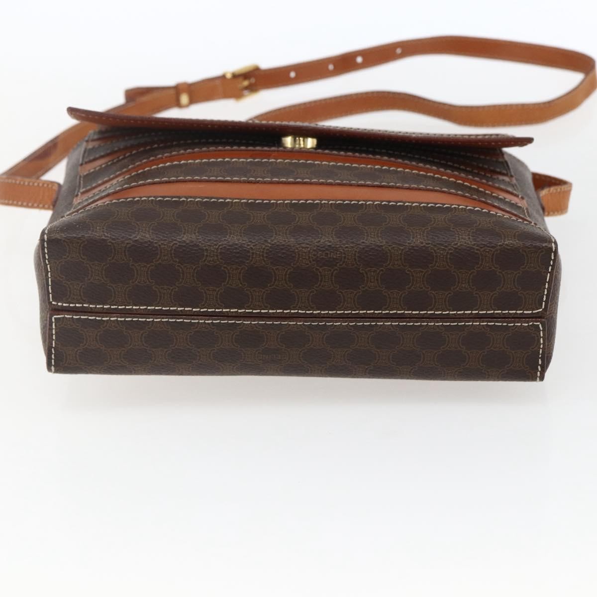 Celine Vintage Macadam Canvas And Leather Brown Canvas Shoulder Bag Bag (Pre-Owned)