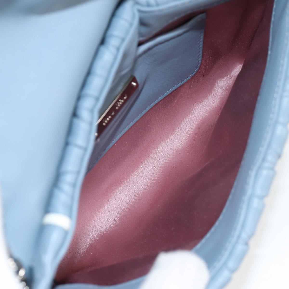 Miu Miu Madras Chain Clutch Matelasse Leather With Glitter Blue Leather Shoulder Bag Bag (Pre-Owned)