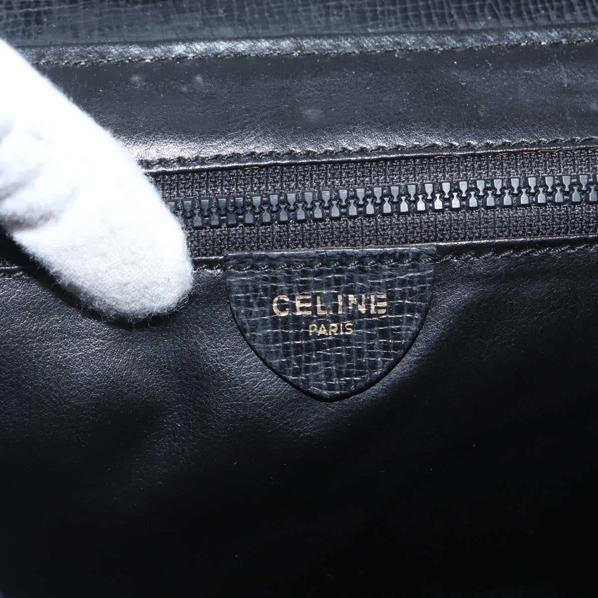 Celine Circle Logo Leather Black Leather Shoulder Bag Bag (Pre-Owned)