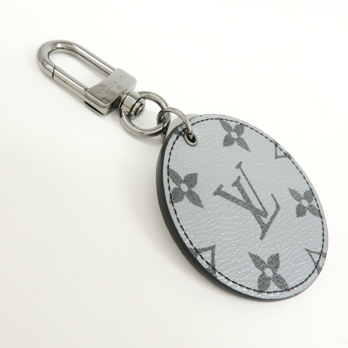 Louis Vuitton Round Bag Charm And Key Holder Reverse Monogram Eclipse None Silver Canvas Charms And Keychains Accessory (Pre-Owned)