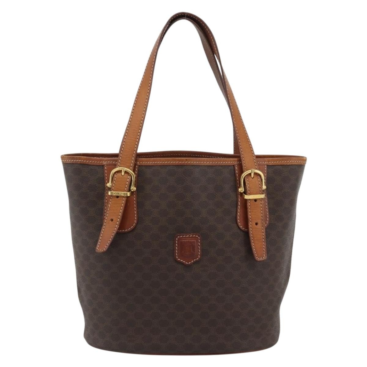 Celine Vintage Macadam Canvas And Leather Brown Canvas Tote Bag Bag (Pre-Owned)