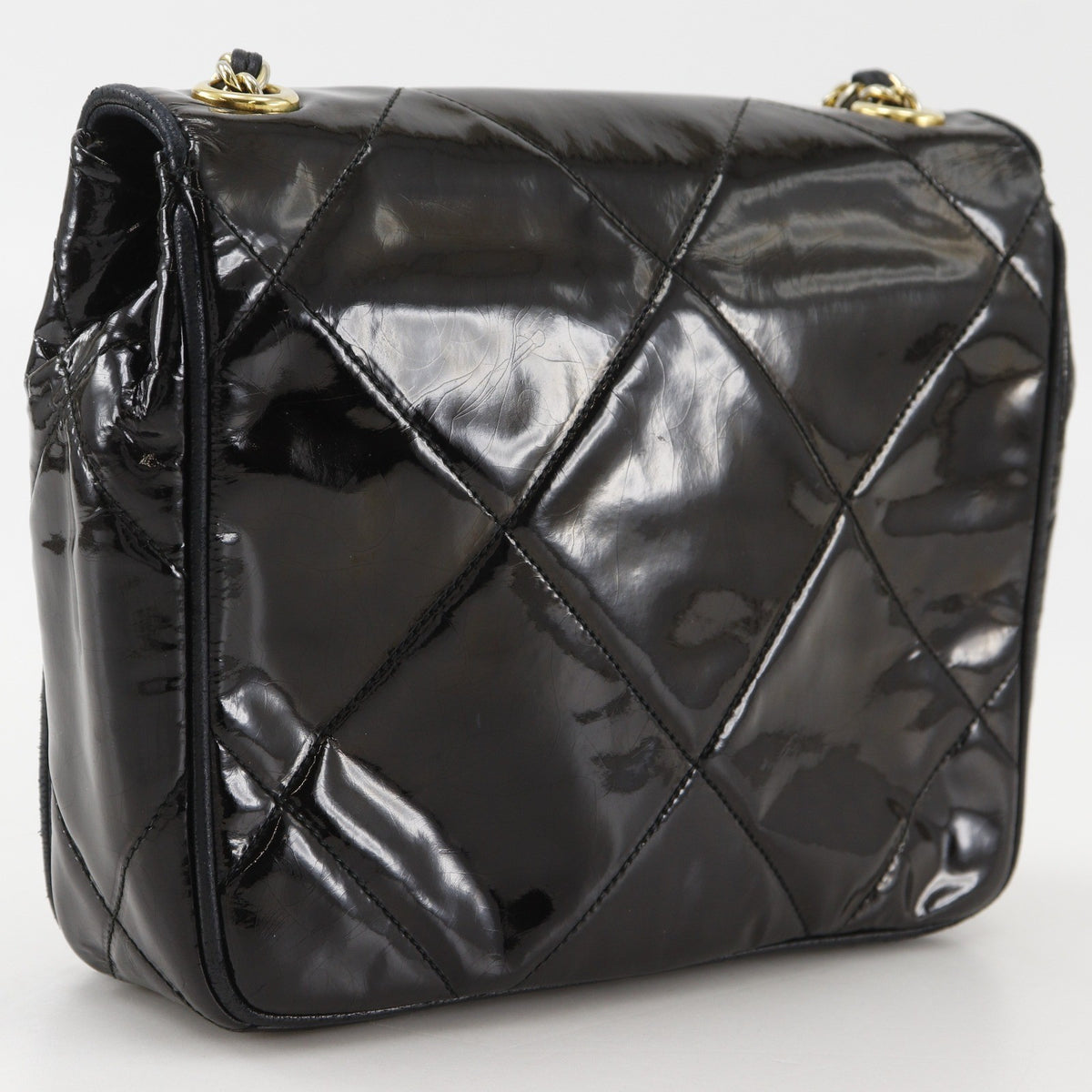 Chanel Flap Shoulder Leather Black Patent_Leather Shoulder Bag Bag (Pre-Owned)