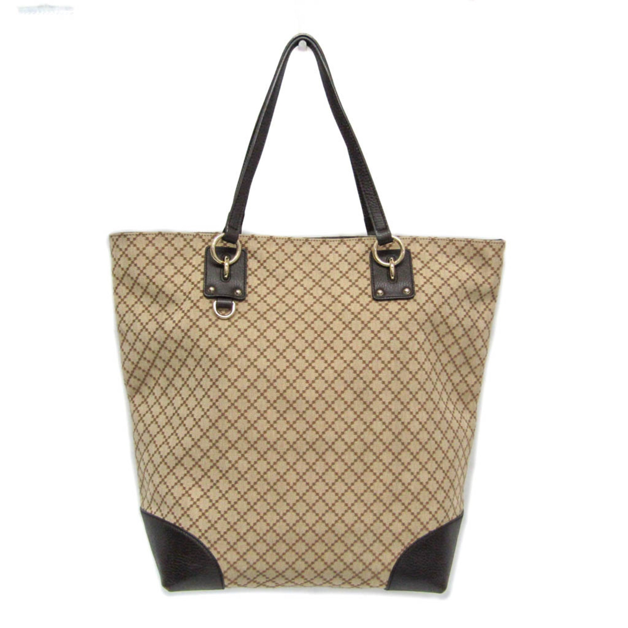 Gucci Vintage Tote Canvas Beige Canvas Tote Bag Bag (Pre-Owned)