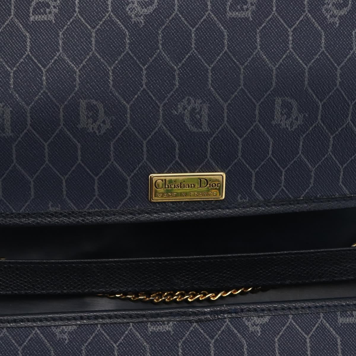 Christian Dior Vintage Chain Flap Leather Navy Leather Shoulder Bag Bag (Pre-Owned)