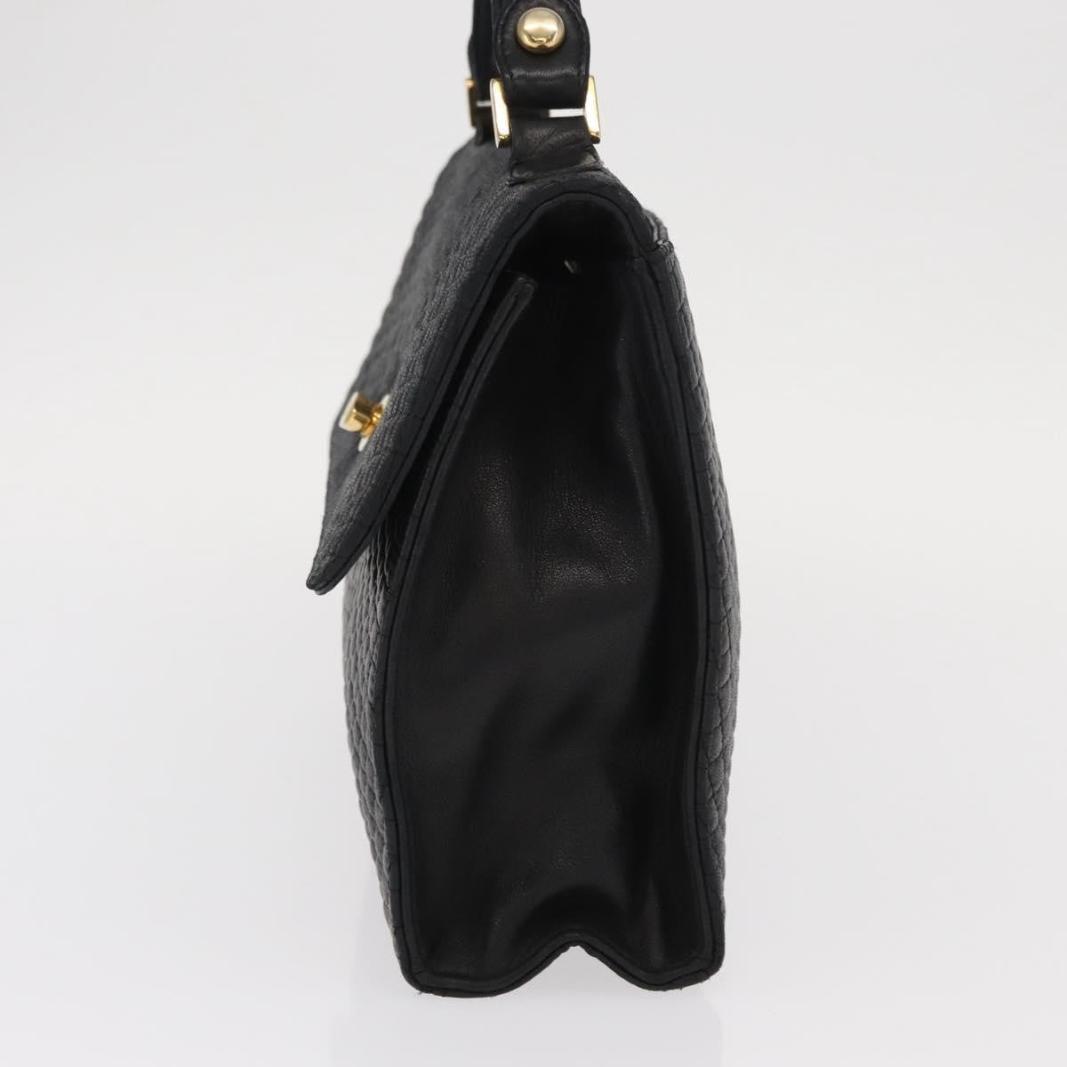 Bally Vintage Quilted Leather Black Leather Handbag (Pre-Owned)