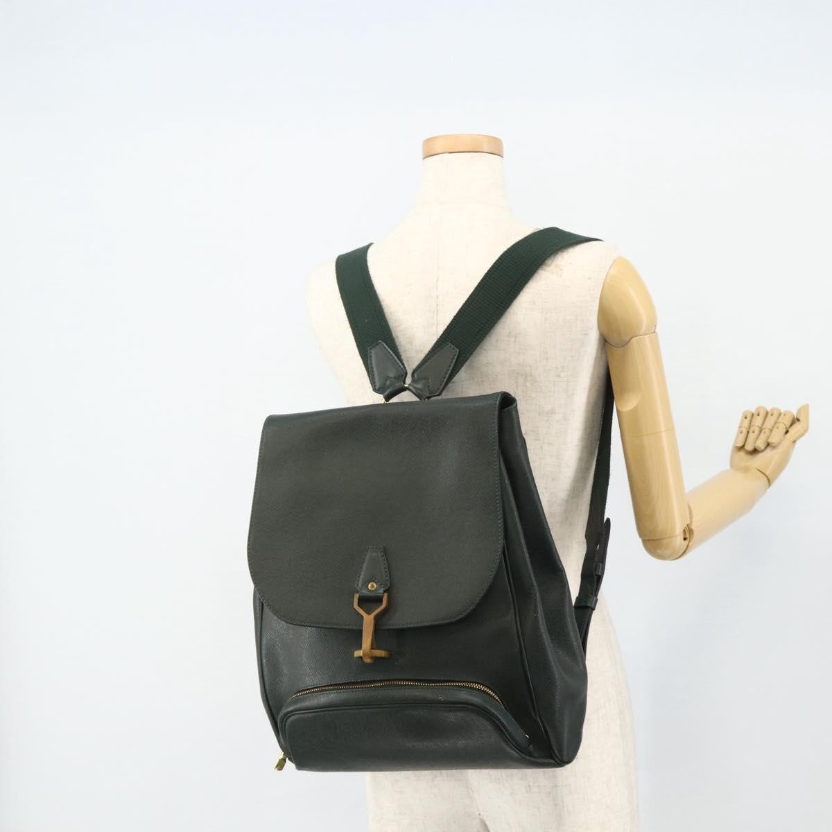 Louis Vuitton Cassiar Taiga Leather Green Leather Backpack Bag (Pre-Owned)