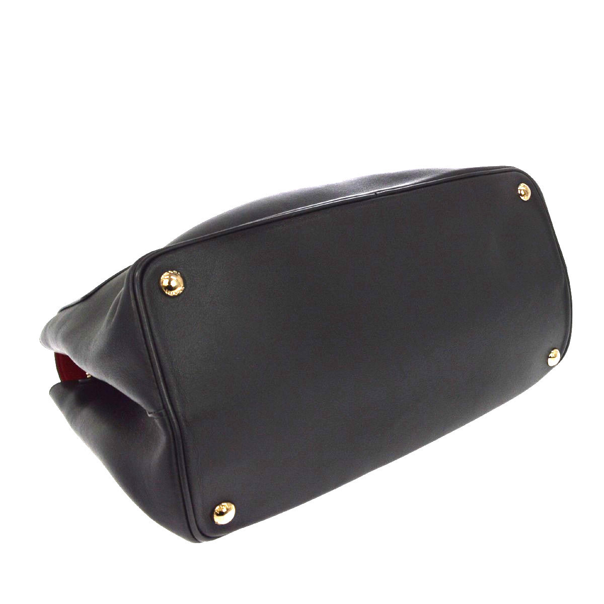 Prada Dual Flap Double Turn Lock Satchel City Calfskin Black Leather Handbag (Pre-Owned)