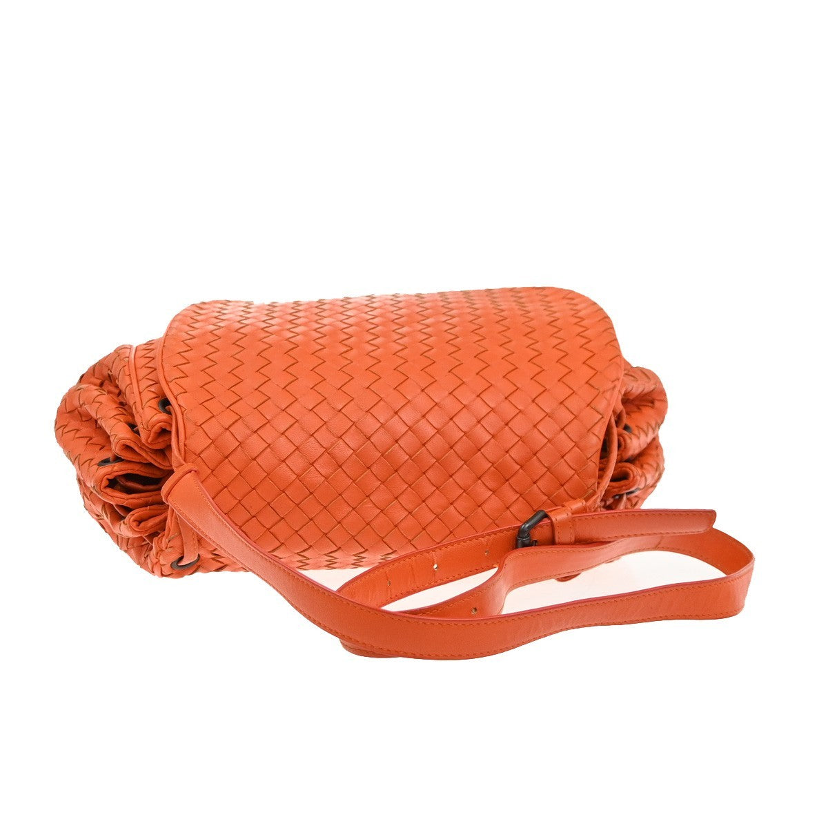 Bottega Veneta Intrecciato Shoulder Leather Orange Leather Handbag (Pre-Owned)