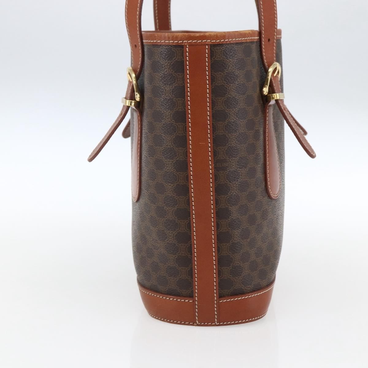Celine Vintage Macadam Canvas And Leather Brown Canvas Handbag (Pre-Owned)