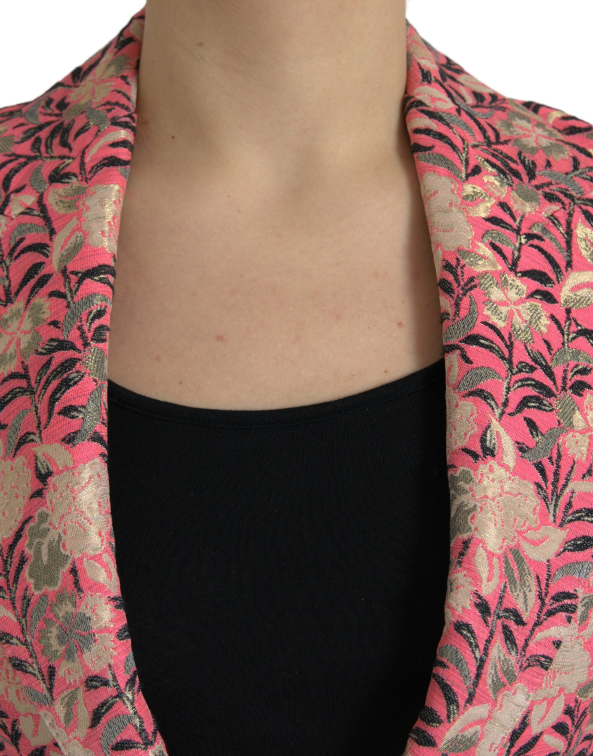 Dolce & Gabbana Pink Floral Jacquard Slim Fit 2 Piece Women's Suit