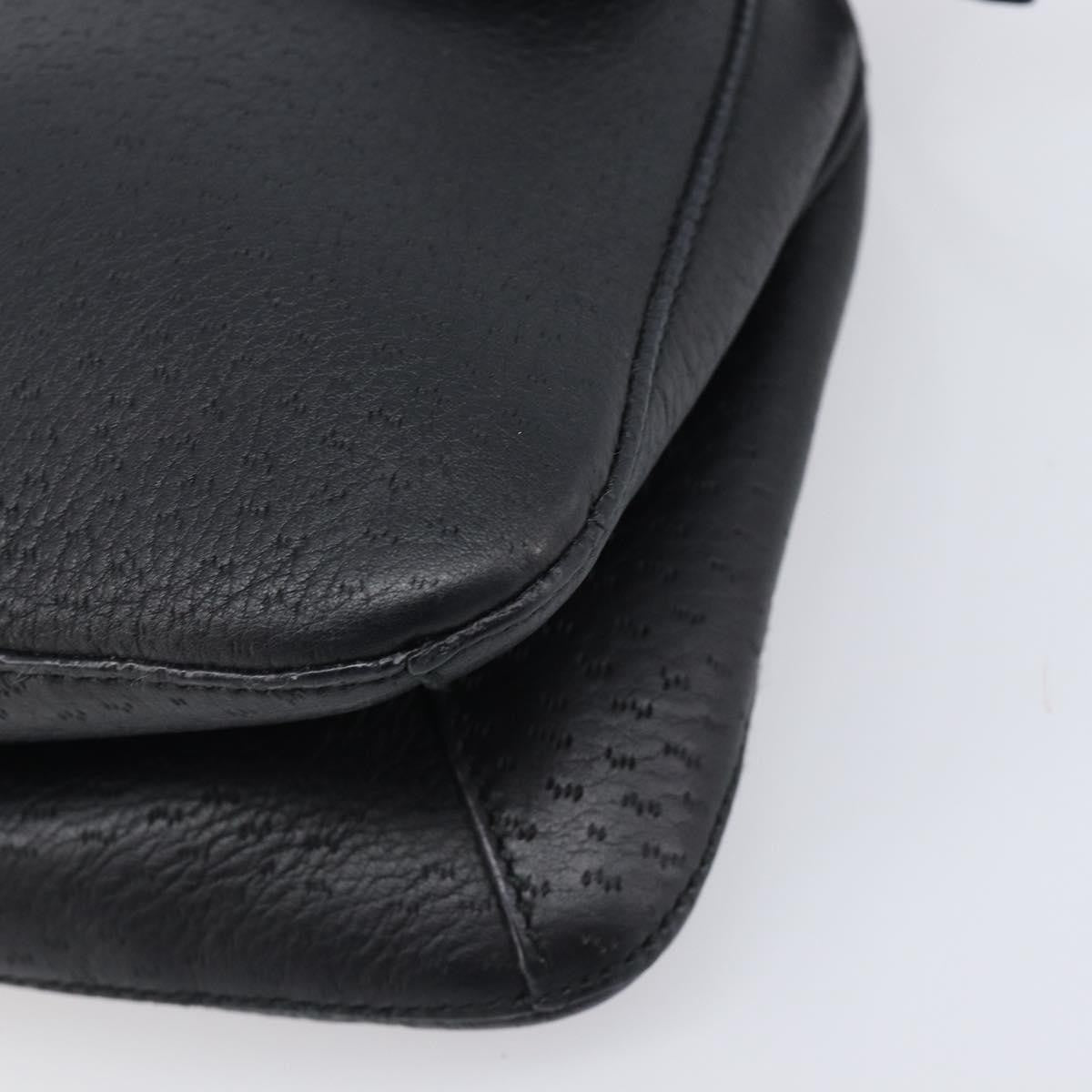 Salvatore Ferragamo Gancini Leather Black Leather Shoulder Bag Bag (Pre-Owned)