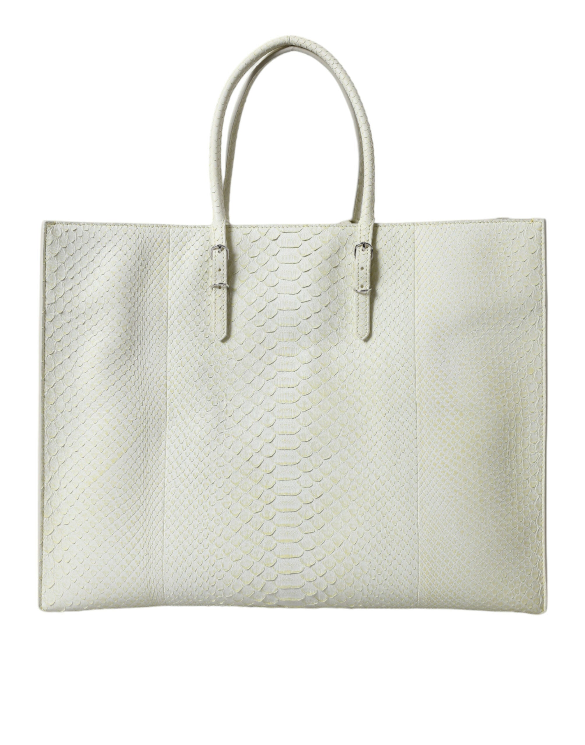 Balenciaga Chic Python Leather Tote in White & Women's Yellow