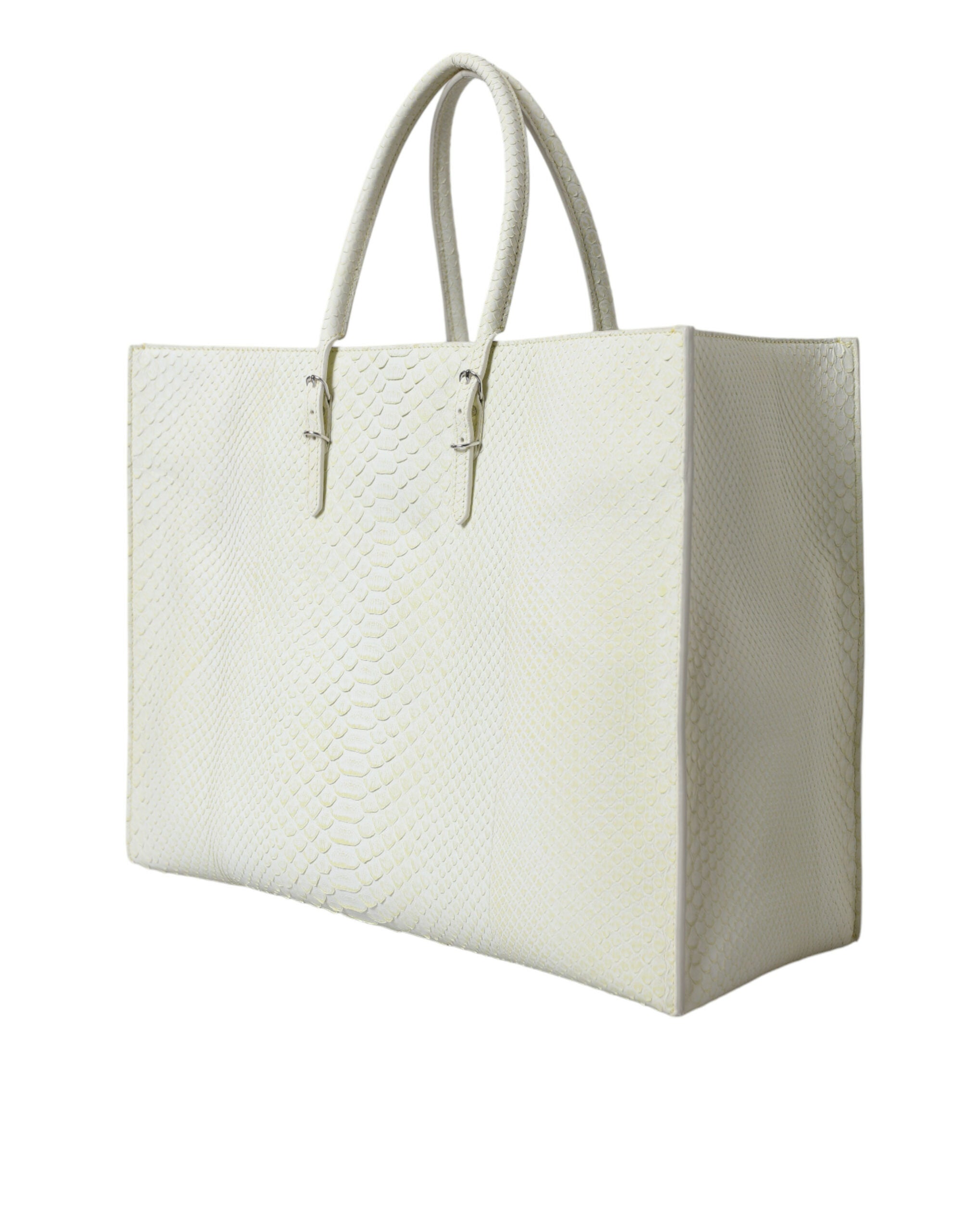 Balenciaga Chic Python Leather Tote in White & Women's Yellow