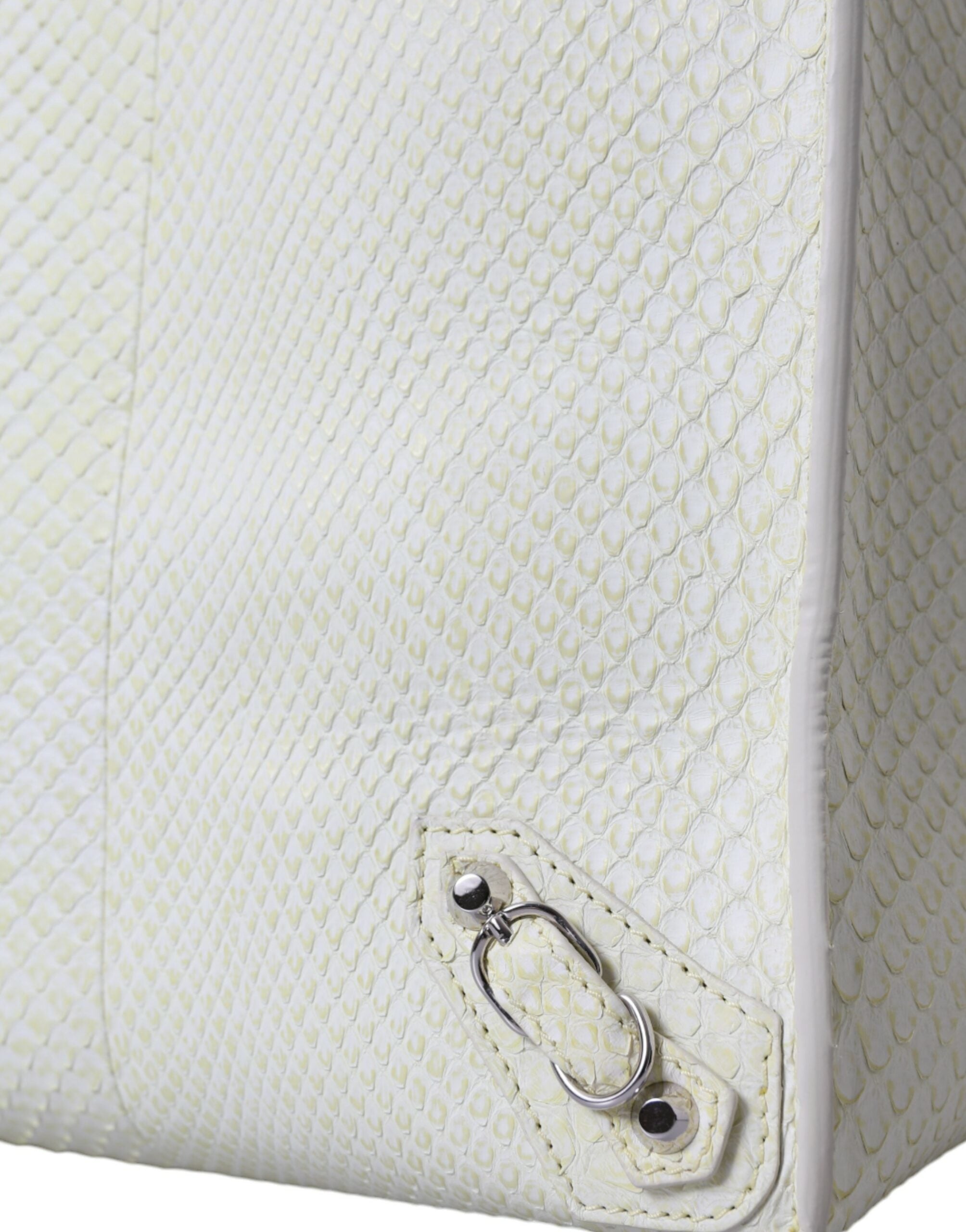 Balenciaga Chic Python Leather Tote in White & Women's Yellow