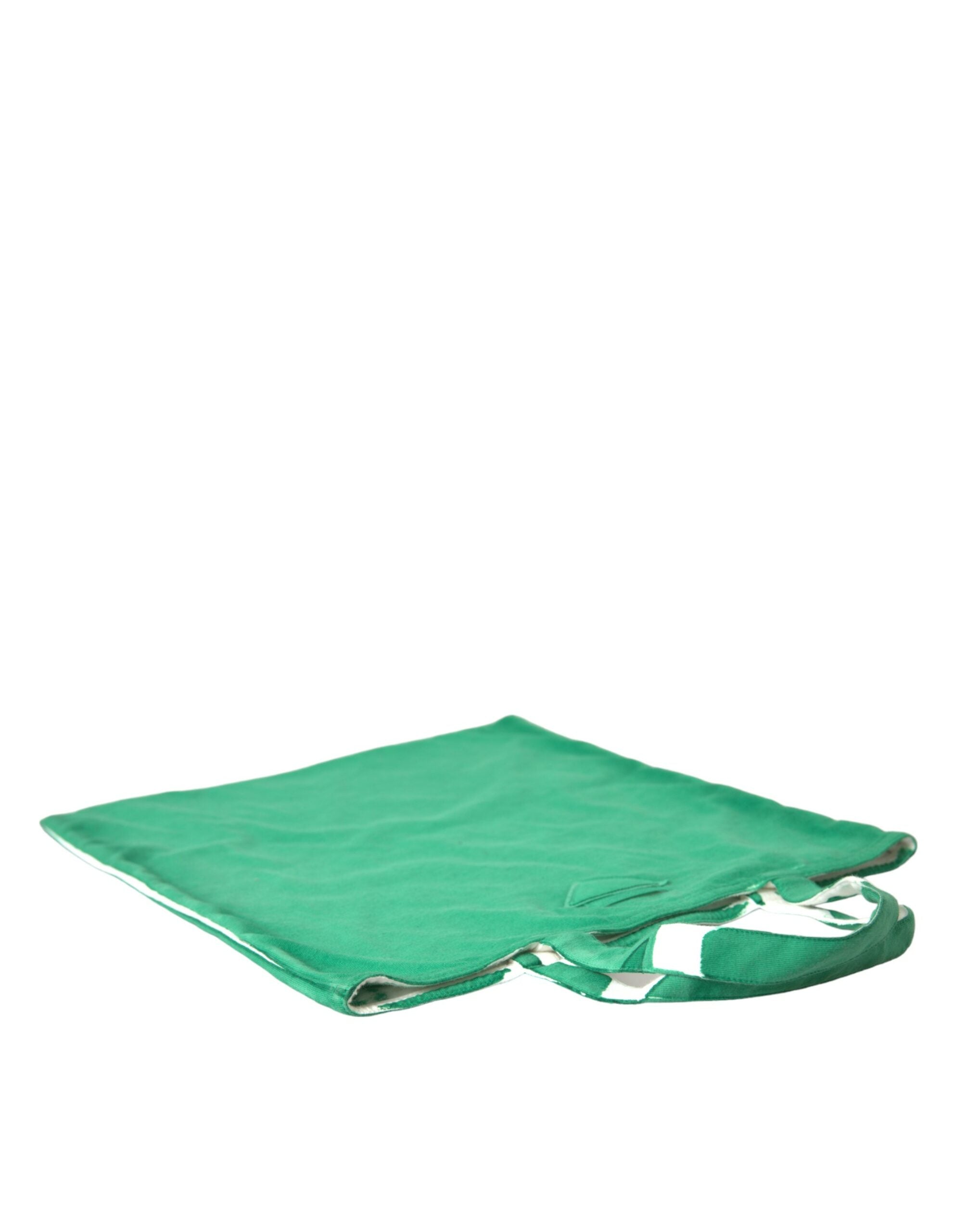 Prada Green Jersey Fabric Logo Shoulder Shopping Tote Shopping Women's Bag
