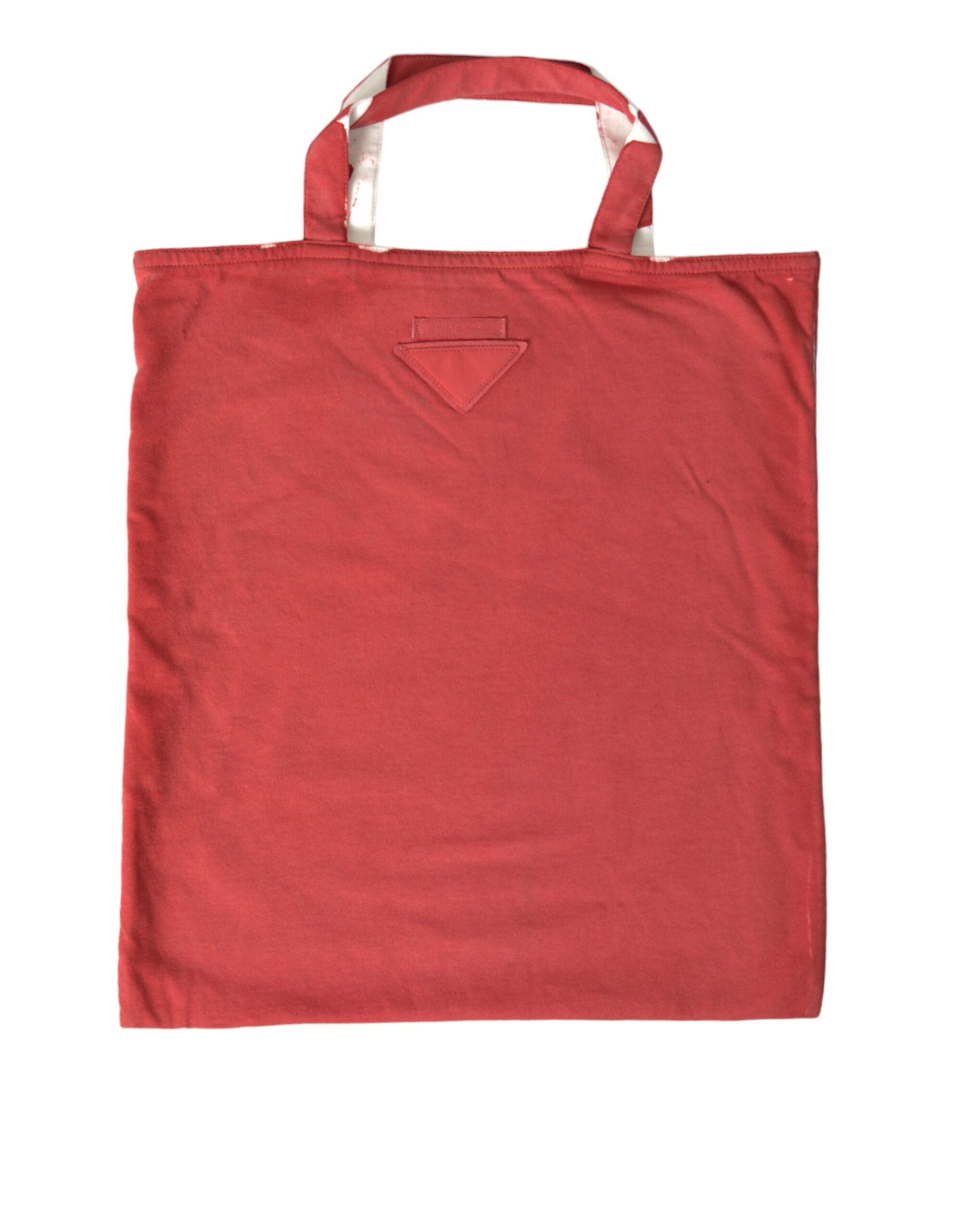 Prada Chic Red and White Fabric Tote Women's Bag